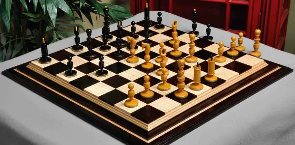 The Biedermeier Series Luxury Chess Pieces on A Chess Board
