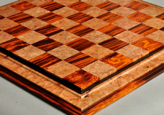 Signature Contemporary III Chess Board - Cocobolo / Maple Burl - 2.5" Squares