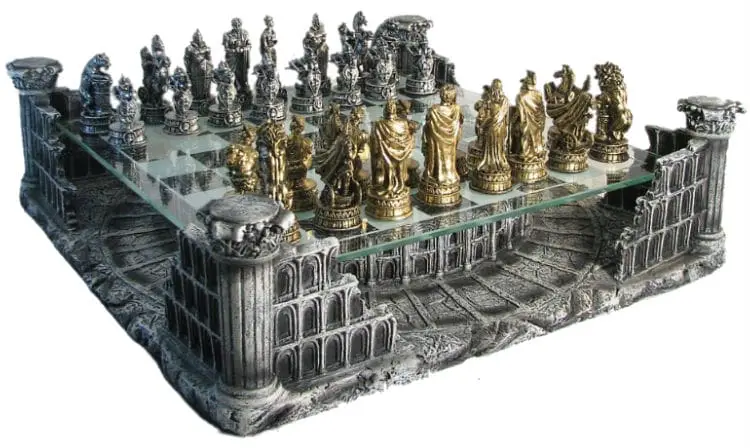 16" Pewter & Glass 3D Coliseum Chess Set