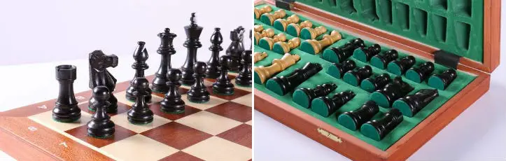 18.5" Folding Tournament Chess Set - 3.5" Black & Boxwood