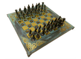 The 18″ Agamemnon Greek Oxidized Metal Chess Set