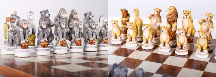 Animal Kingdom Exotic Elm Chess Set