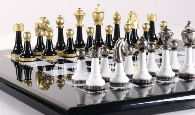 Black & White Wood And Metal Chess Set