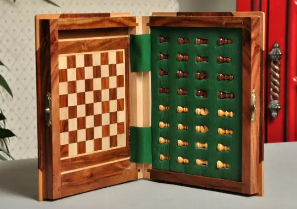 Book Wooden Travel Chess Set
