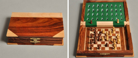 Book Wooden Travel Chess Set. Opened And Closed
