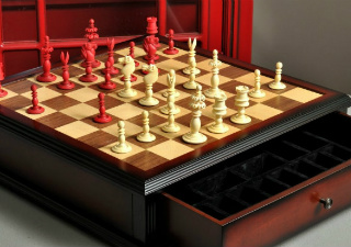 The Calvert Antique Chess Set &amp; Board Combination