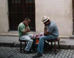 Two Men Playing Chess In Havana, Cuba
