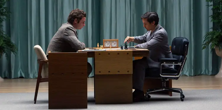 Scene from the Pawn Sacrifice chess movie