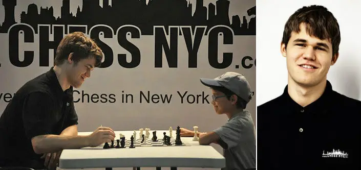 Magnus Carlsen visits in a Chess NYC chess camp.