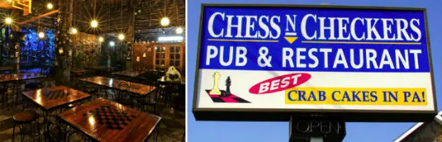 Pan de Amerika in downtown Manila, Philippines and Chess ‘n’ Checkers Pub and Restaurant in Allentown, Pennsylvania