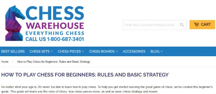 ChessWarehouse "How to Play Chess" Page