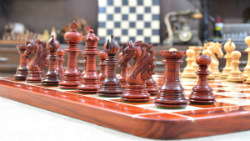 Combo of American Adios Series Luxury Chess Set with Wooden Board in Bud Rose / Box Wood - 4.4" King 