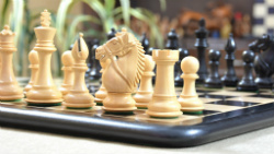 Combo of Bridle Stained Dyed Series Chess Pieces & Wooden Chess Board in Dyed Box Wood - 4.0" King