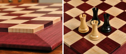 Custom Contemporary Chess Board Purpleheart Curly Maple 