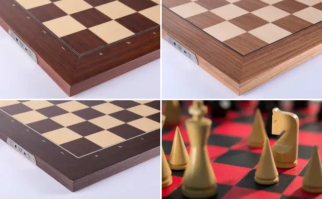 The DGT Electronic Chessboard is made out of Rosewood, Walnut & Maple, Wenge or Leather (Limited Edition).