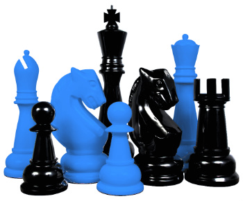 MegaChess Fiberglass Giant Chess Set - Custom Colors and Designs - Blue and Black 