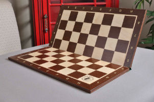 Folding African Palisander & Maple Wooden Chessboard - 2.25" with Notation & Logo
