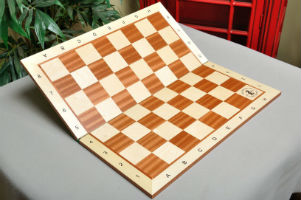 Folding Maple & Mahogany Wooden Chessboard - 2.25" with Notation & Logo