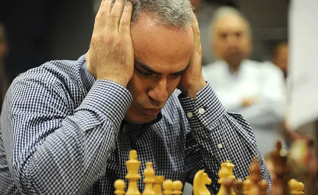 Garry Kasparov concentrates during a chess match