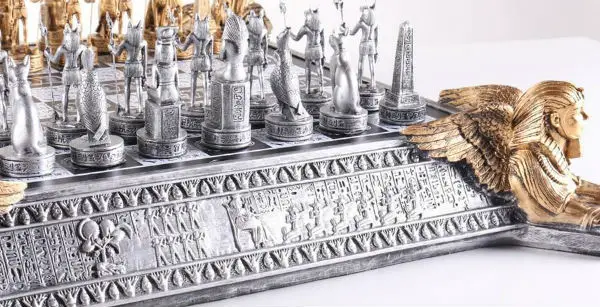 21" Deluxe Egyptian Chess Set with Storage Chess Board