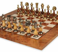 Grande Persian Staunton Brass & Wood Chess Set