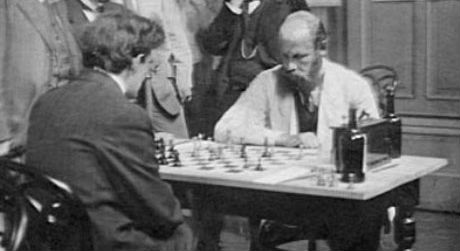 Frank Marshall playing against Stepan Levitsky