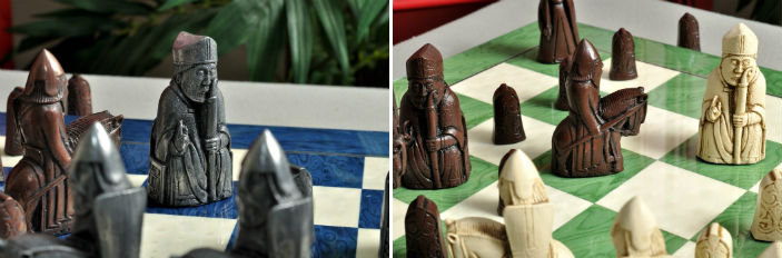 The Isle of Lewis Chess Pieces - 3.5" King Metal & Brown/Natural Versions