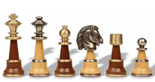Large Persian Staunton Chess Set in Metal & Wood