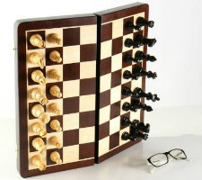 The Large 15 3/4" Folding Magnetic Rosewood/Maple Chess Set