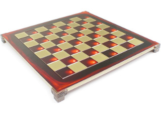 Brass & Red Chess Board
