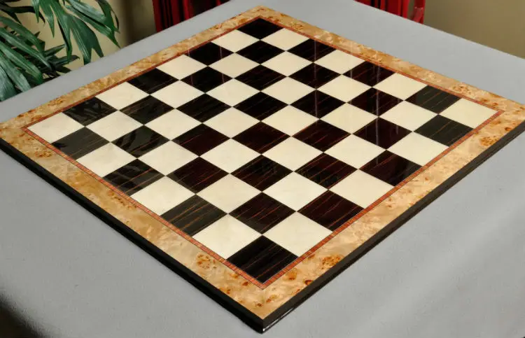 Maple Burl & Ebony Superior Traditional Chess Board - 2.5"