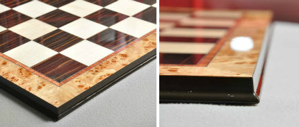 Maple Burl Ebony Superior Traditional Chess Board