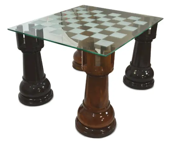 MegaChess 36 Inch Etched Glass Giant Chess Table - Rooks