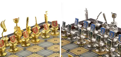Hogwarts House Quidditch Chess Set Pieces - Gryffindor, Hufflepuff, Ravenclaw & Slytherin