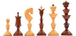 Reproduced Antique Series Wooden Chess Pieces in Bud Rose & Box Wood - 5.5" King