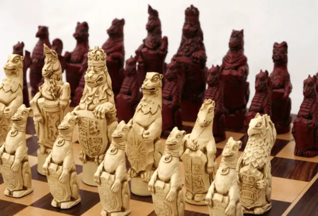 Royal Beasts Chess Pieces by Berkeley - Cardinal Red