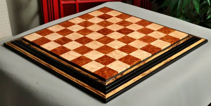 The Signature Contemporary Chess Board – Red Amboyna / Bird's Eye Maple