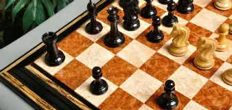 Amboyna / Bird's Eye Maple Signature Contemporary Chess Board Set