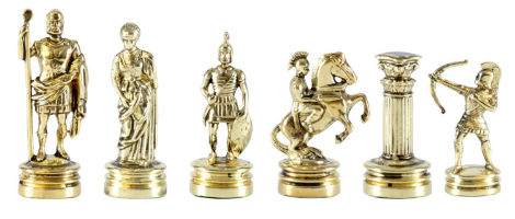 2" Small Archers Gold and Silver Finish Metal Chess Set