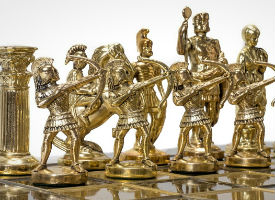2" Small Archers Gold and Silver Finish Metal Chess Set