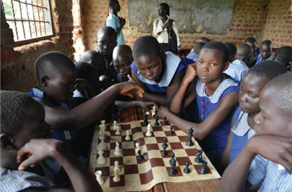 Uganda Kids learning chess