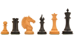 The CB Mustang Series Chess Set in Ebony / Box Wood - 4.4" King with Storage Box