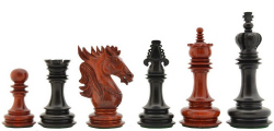 The Dragon Knight Series Chess Pieces Carved in Bud Rose / Ebony Wood - 4.6" King