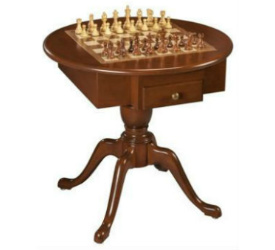 US Made Round Pedestal Game Table, Solid Cherry Wood - 3 in 1