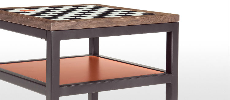 A Wooden & Metal Chess Table