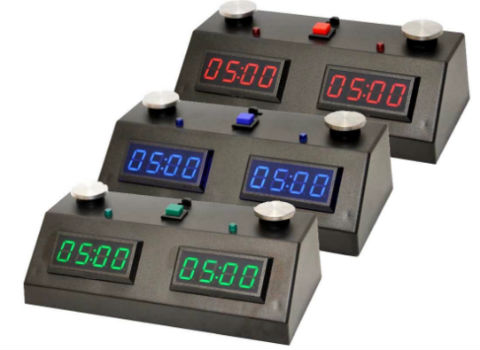 ZMart Fun II Digital Chess Clocks In 3 Different Colors - Red, Blue & Green