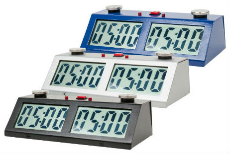 ZMart Pro Digital Chess Clocks - Blue, Silver and Black